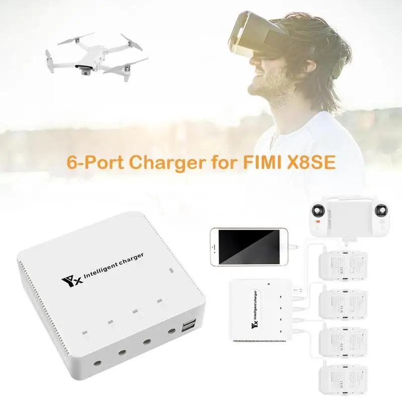 6 в 1 Батарея Зарядное устройство 5V 3A зарядка через usb адаптер для Xiaomi Fimi X8 SE