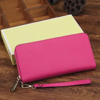 

Women's Fashion Multicolor Leather Long Zip Clutch Wallet Large Capacity Long Card Holder Organizer Ladies Purse with Box