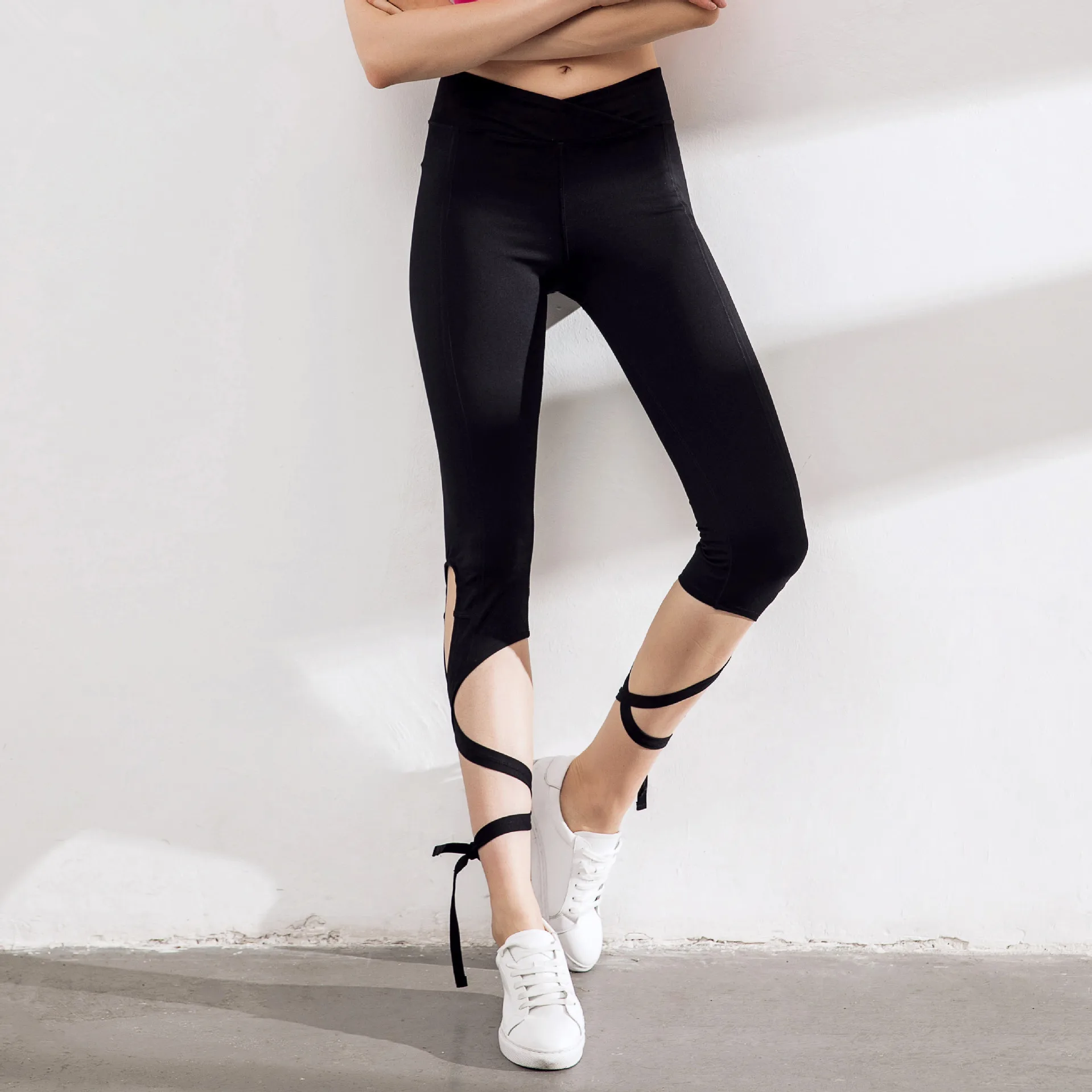 

A Generation of Fat Winding Yoga Pants Fitness Pants Ballet Inspired Dance Bandage Cloth Tight Yoga Training Capri Pants