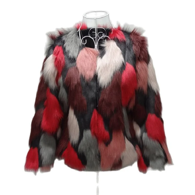 

S-6XL New Fashion Women Winter Clothes Imitation Fox Fur Coat Short Female Faux Raccoon Fur Coat