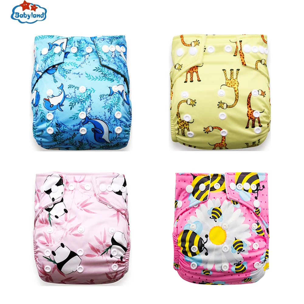 Babyland Couche En Tissu A Motifs D Animaux Nappe Pour Bebe 4 Pieces Une Taille Pour Nouveau Ne A Enfant Couvre Couche Impermeable Coque Lavable Aliexpress