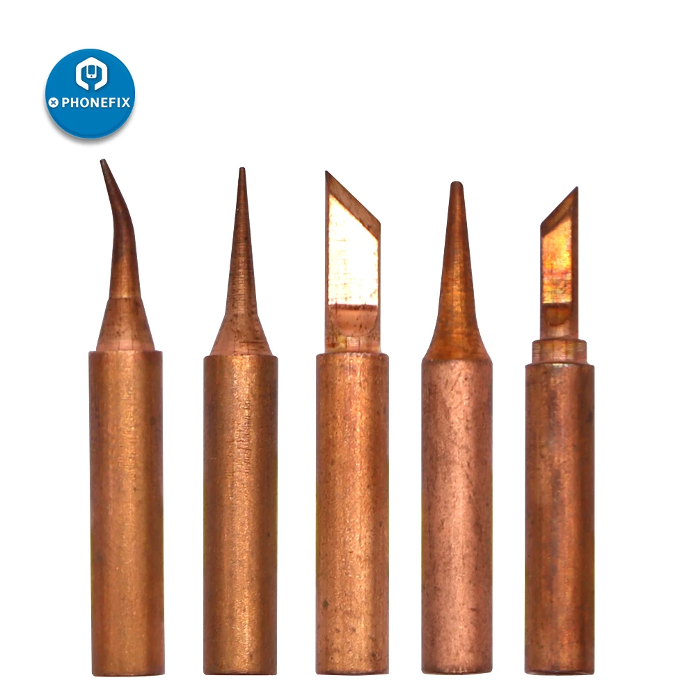 

PHONEFIX 5pcs 900M Pure Copper Soldering Tips BGA Soldering Iron Tips For Mobile Phone Tablet Motherboard Repair Tools