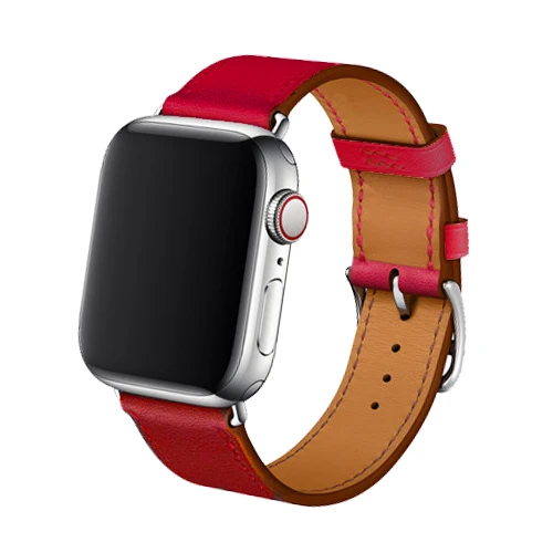 22-red B Кожаный ремешок для наручных часов Apple watch, версии 4, 42 мм, 38 мм, версия один тур Браслет, ремешок на запястье для наручных часов Iwatch серии 5/4/3/2/1 44 мм 40mmAccessories - Band Color: 22-red B