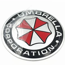 3D Aluminium Umbrella Corporation Stiker Emblem Lencana Bagasi Mobil Logam Stiker Decal dengan Perekat(China)