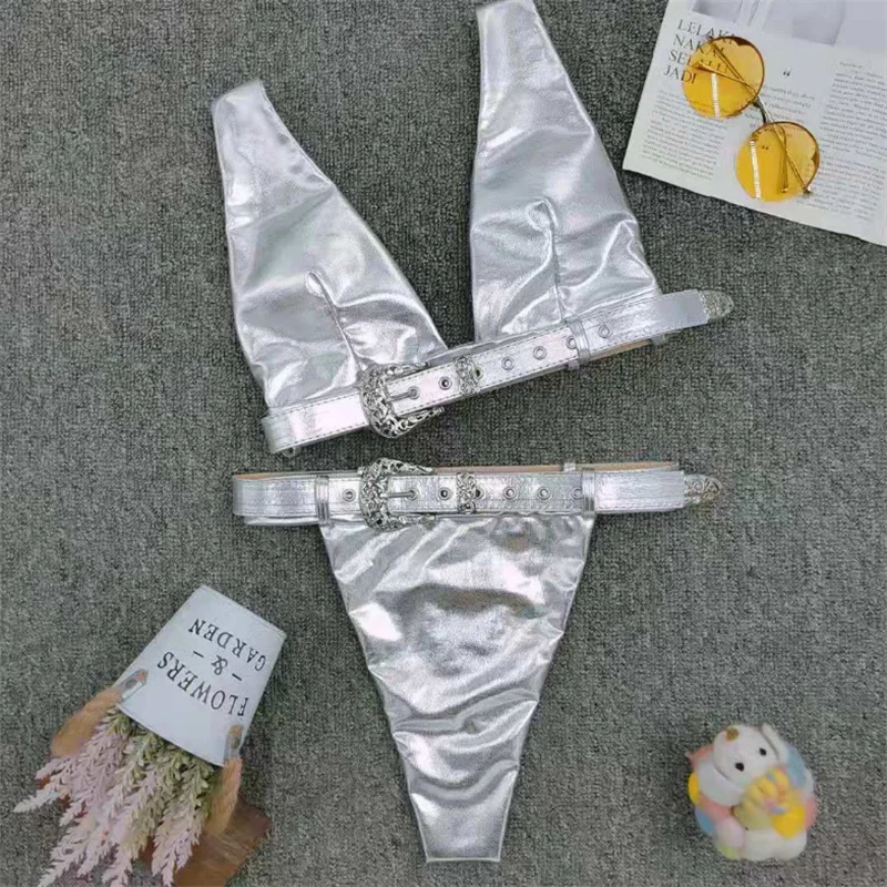JCSWIM, высокая талия, купальник, женские стринги, бикини, Mujer,, сексуальный Серебряный Купальник, женский купальный костюм с пуш-ап, две части, с поясом