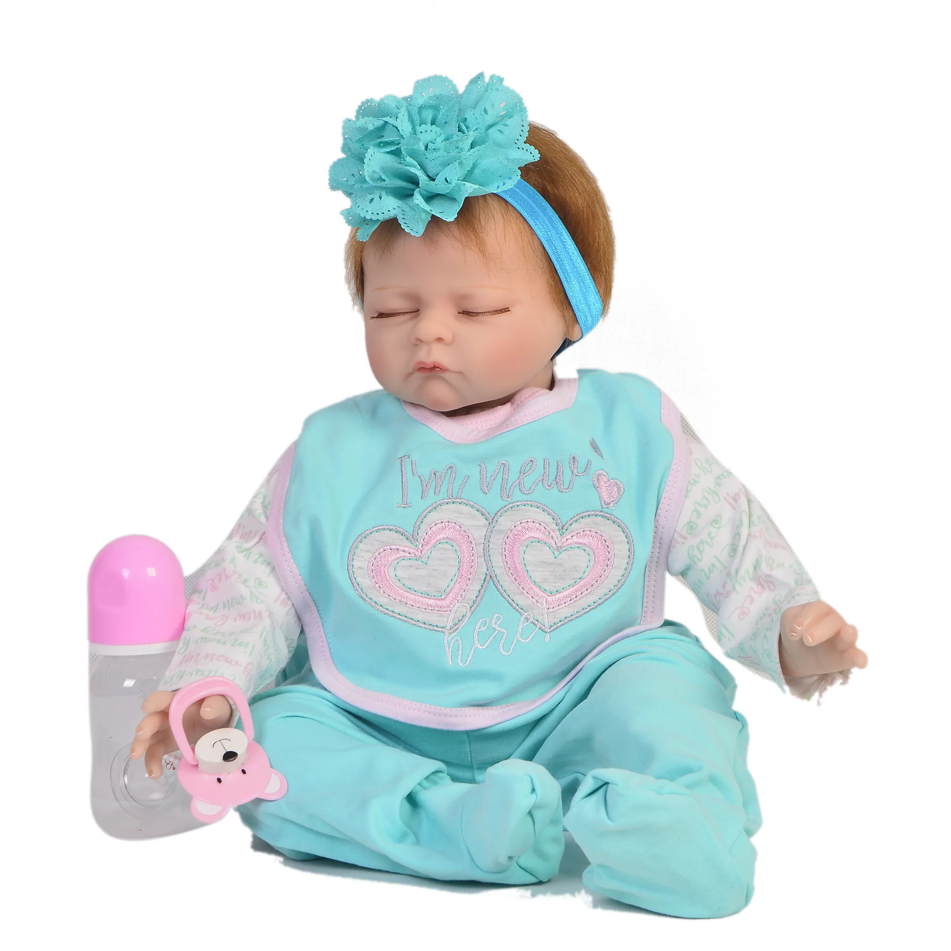 

Keiumi Reborn Baby Doll 22-Inch Cloth Body Reborn Baby Doll Eye-closed Model Infant-