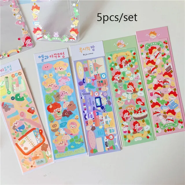 SKYSONIC 2/4/5/6/8pcs/10pcs Full Set Series Decorative Stickers Idol Card Album Scrapbooking Sticker Korean Stationery Suppliers 5 pcs set