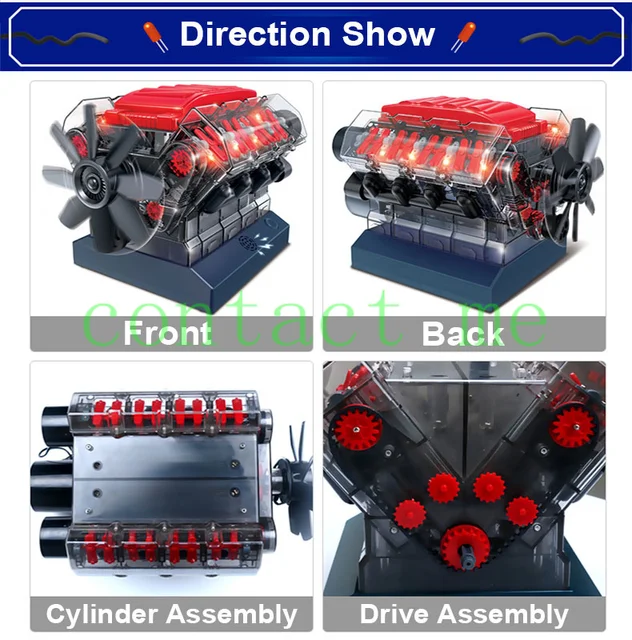 Modèle de moteur V8 pour expérience scientifique, petite production  scientifique et technologique, jouet d'assemblage, collège et lycée