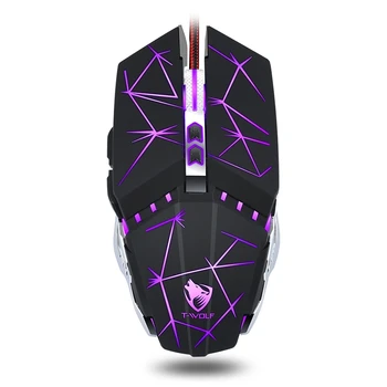 

HOT-T-WOLF Gaming Mouse 3200DPI LED Optical USB Wired Computer Mouse Game Mice Gamer Mouse Ergonomic Mause for Laptop PC