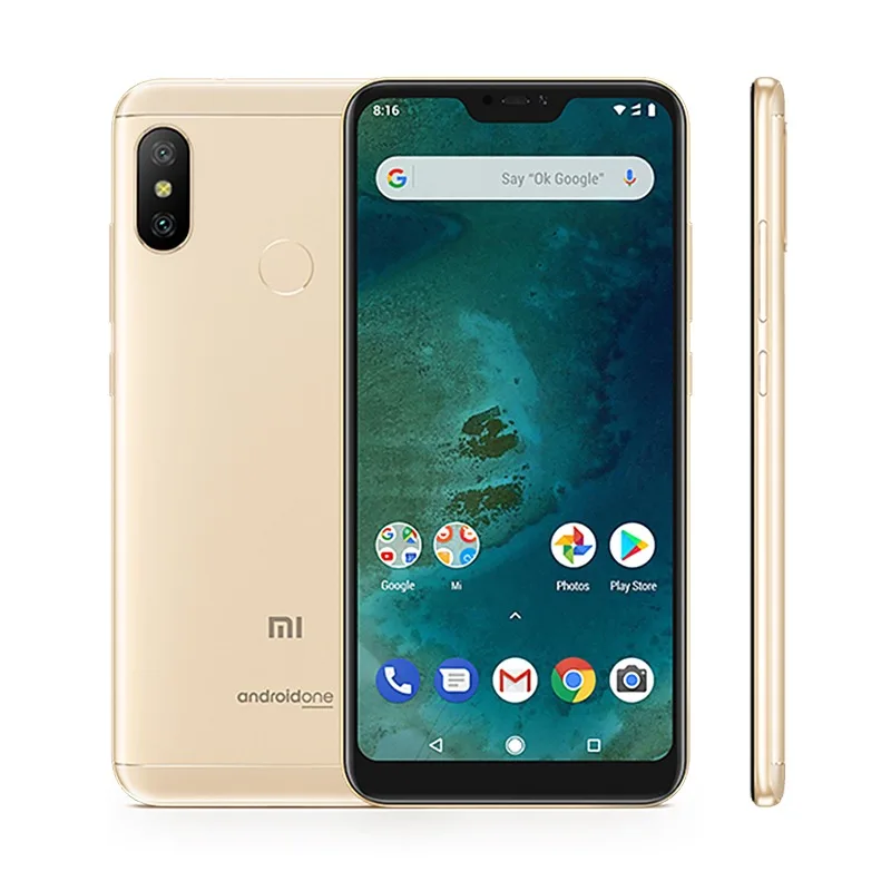 Глобальная версия Xiaomi Mi A2 Lite 4 Гб 64 Гб 5,8" 19:9 экран 4000 мАч Восьмиядерный процессор Snapdragon 625 12 Мп+ 5 Мп Android One мобильный телефон - Цвет: Gold