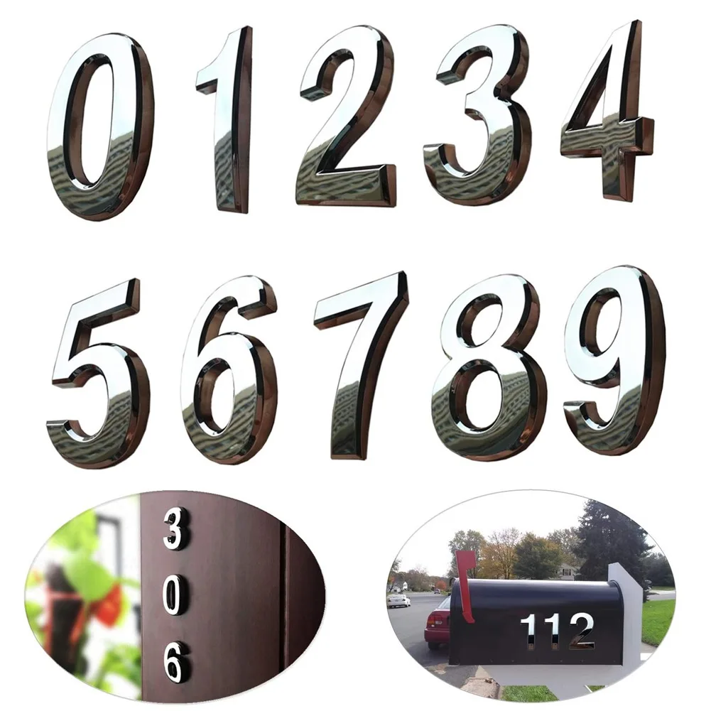 

10Pcs 0 to 9 Self Adhesive Door House Numbers Address Plaques for Residence Mailbox Signs HUG-Deals