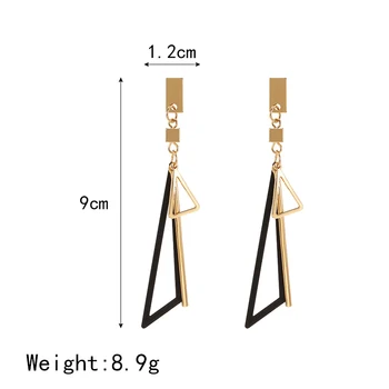 

TF-117 Korean Statement Geometric Square Triangle Long Tassel Drop Earrings For Women Fashion Jewelry Oorbellen Brincos Aretes