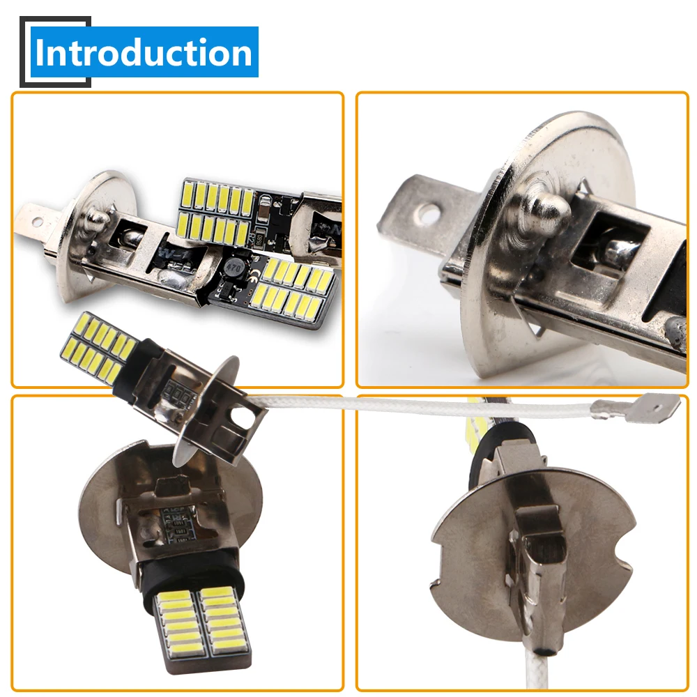 10 шт. светодиодные лампы 12 В H1 H3 4014 24 SMD лм|error free|led light source24 smd |