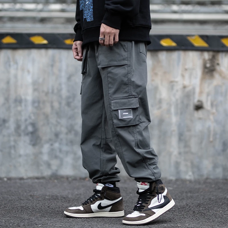 Functional Multi-Pocket Work Cargo Pants Mens Safari Style Tactics Loose Joggers Men Elastic Waist Drawstring Informal Trousers | Мужская