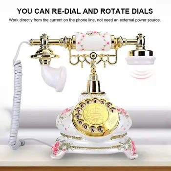 

White Antique Telephone Corded Landline Home Phones Vintage Classic Resin Home Telephone Antique Home Office Art Shops Gift