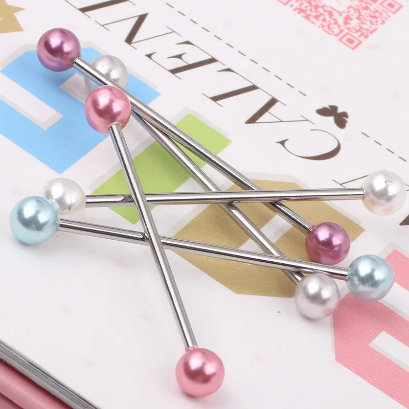 100 Pcs Pearl Acrylic UV Ball Industrial Barbell Earring Stainless Steel Ear bar Piercing Body Jewelry 14G For Sexy Women Men