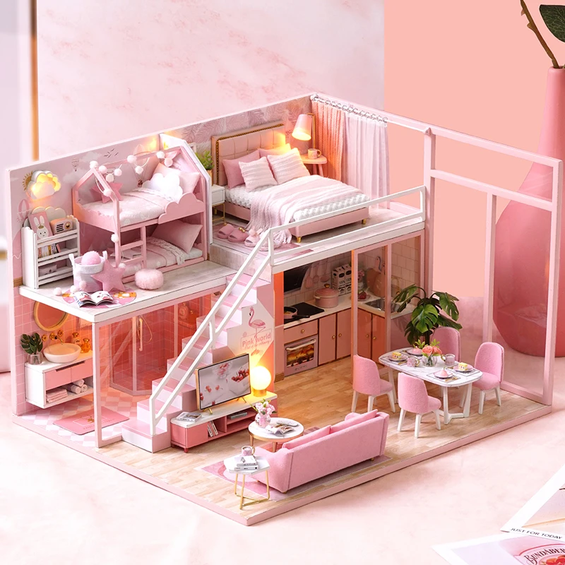 Домик кукольный CUTEBEE сделай сам деревянный миниатюрный дом для кукол комплект