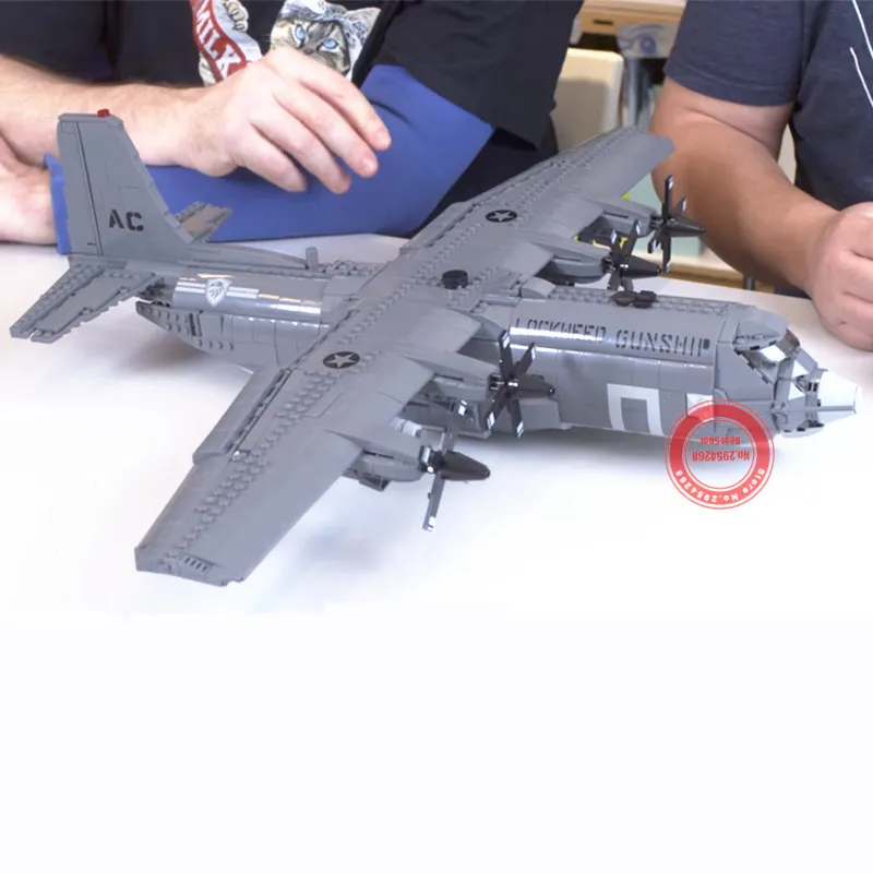 Najtaniej MOC Military Series AC 130 War Fighter Airforce samolot Fit Legoings Technic SWAT figurki klocki budowlane model zabawkowy prezent dla dzieci