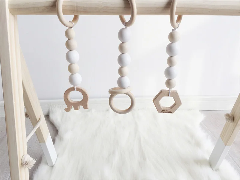 Decoração do Quarto do Bebê Brinquedo de Madeira Estilo Nórdico Jogar Ginásio Berçário Sensorial Presente Infantil Quarto Roupas Acessórios Rack Fotografia Adereços 7 Cheap Academia de bebê