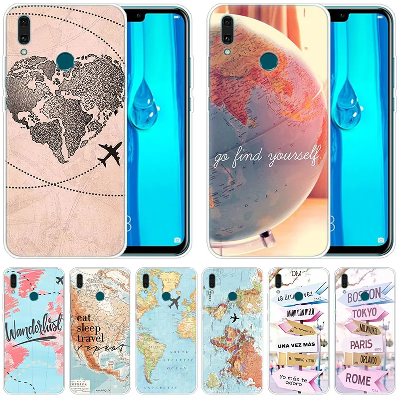 Роскошный мягкий силиконовый чехол с картой путешественника для Huawei Mate 30 20 Lite 10 Pro