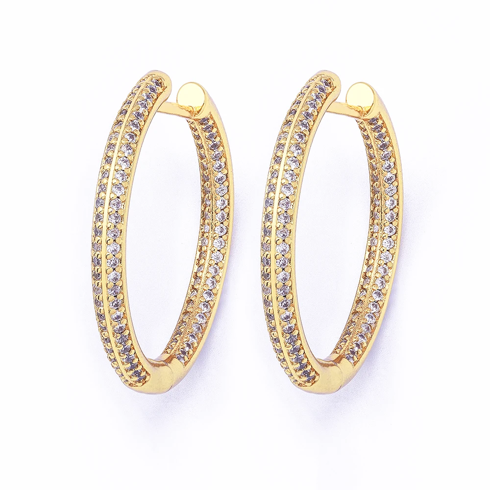 Gold Color Full Zircon Hoop Earrings for Women Simple Design Round Circle Huggies Earrings Steampunk Accessories Jewelry hoop earrings golden earrings