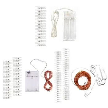 

2/5/10m LED Clip Lights Energy Saving Environmental Protection USB Battery Operated Copper Wire String Photo Clip Decor