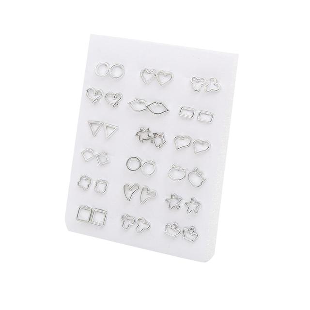 Women Plastic Crystal Small Stud Earrings Set Girl Heart Star Animal Moon Crown Sun Flower Earring Brincos Jewelry