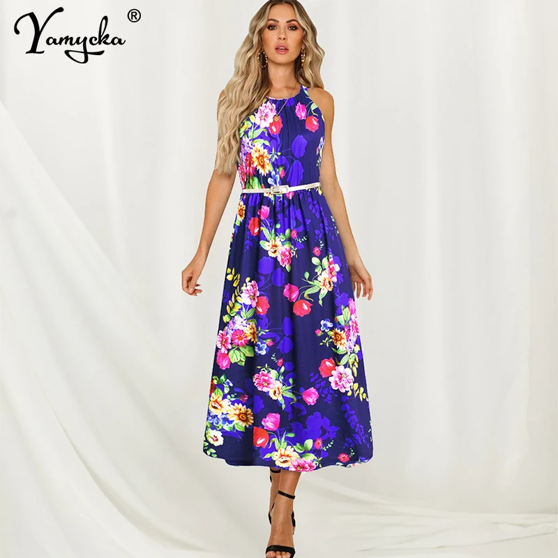 

Sexy Long Dress Floral Print Boho Beach Dress Tunic Maxi Dress Women Evening Festival Party Dress Sundress Vestidos 2019 Summer