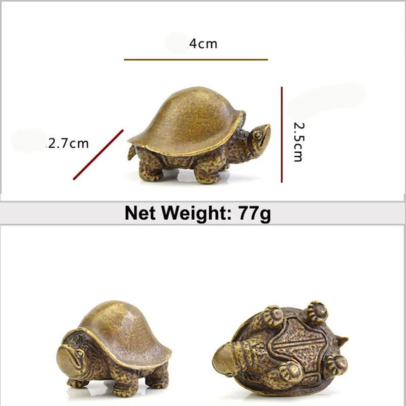 Античная медь черепаха для долголетия миниатюры фигурки Китайский классический латунный орнамент черепаха старинные животные пресс-папье декоры