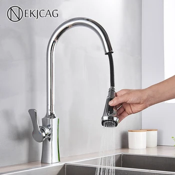 

Kitchen Faucet Chrome Pull out 360 Rotation Fuacets Crane for Kitchen Gold Dual outlet water function Hot cold water Mixer Taps