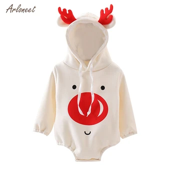 

ARLONEET Winter Baby Clothes Christmas Cartoon 3D Deer Baby Romper Overall Infant Newborn Boy Girl Fleece Warm Jumpsuit Costume