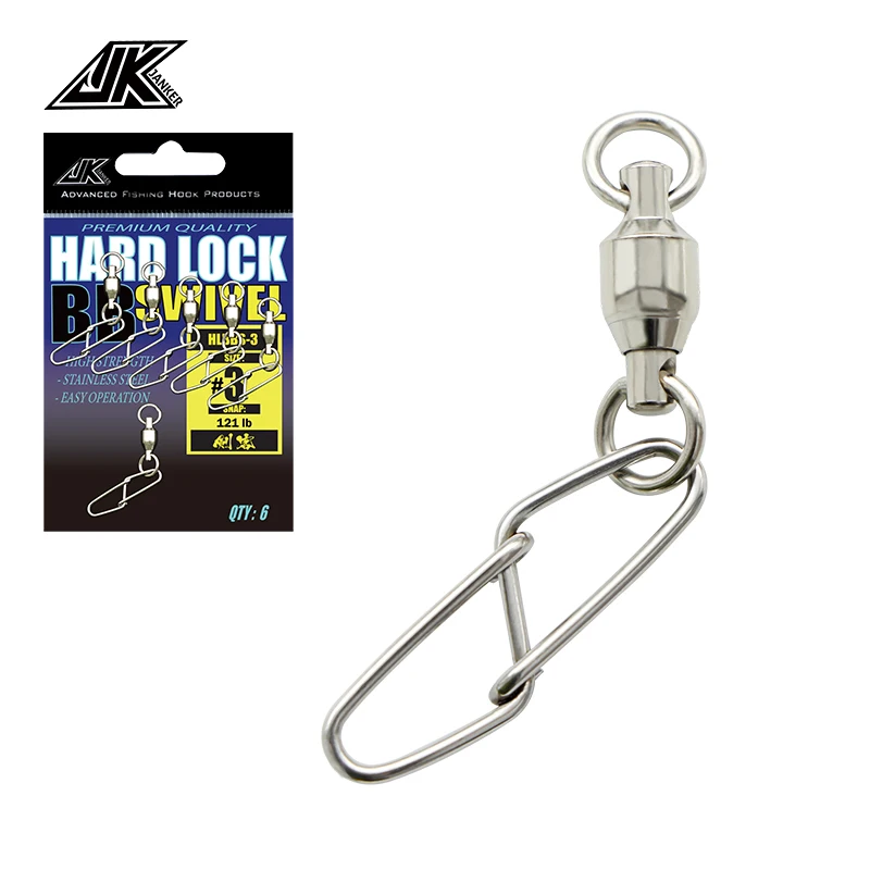 

JK 59-190lb Fishing Swivels Connector Interlock Snap 1#-5# Strong Ball Bearing Rolling Swivel Link jig lure Fishing Accessories