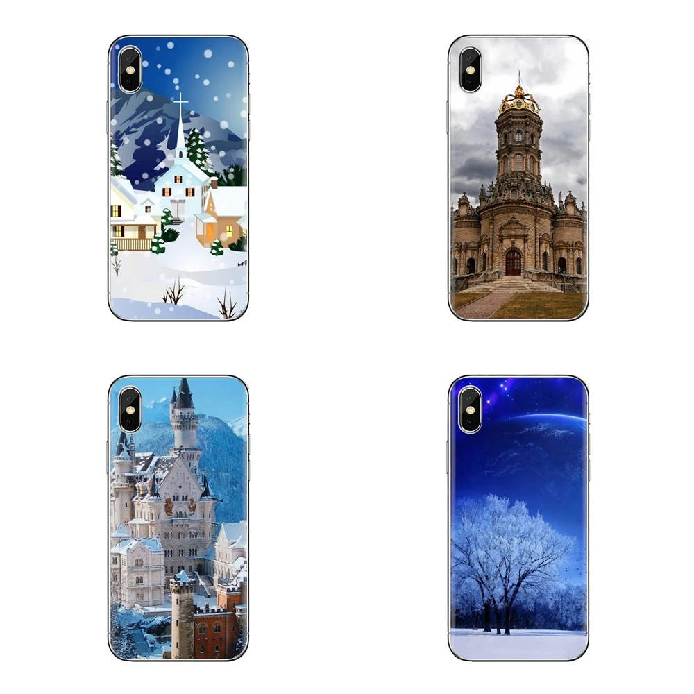 Мягкий чехол для iPhone XS Max XR X 4 4s 5 5S 5C SE 6 6S 7 8 Plus samsung Galaxy J1 J3 J5 J7 A3 A5 церковный зимний
