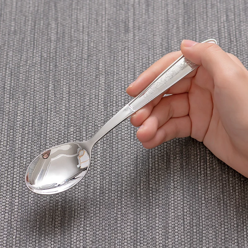 

Sterling silver 999 spoon child adult Wufu silver spoon home solid silver tableware spoon spoon gift