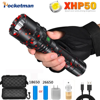 

85000LM LED flashlights Rechargeable E17 L2 T6 Torch XHP50 Waterproof Zoomable Lamp Flashlight Light 18650 or 26650 Battery Use