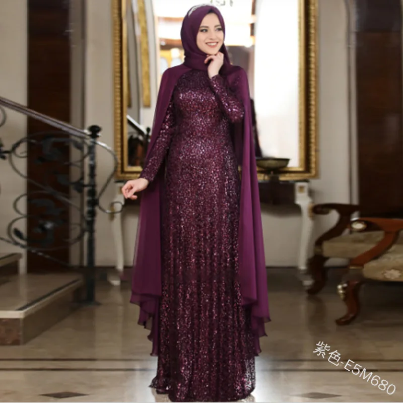 Мусульманский хиджаб шарф и элегантная абайя платье с капюшоном плащ турецкие платья мусульманские женщины размера плюс 5XL халат Рамадан Повседневный кафтан - Цвет: Фиолетовый