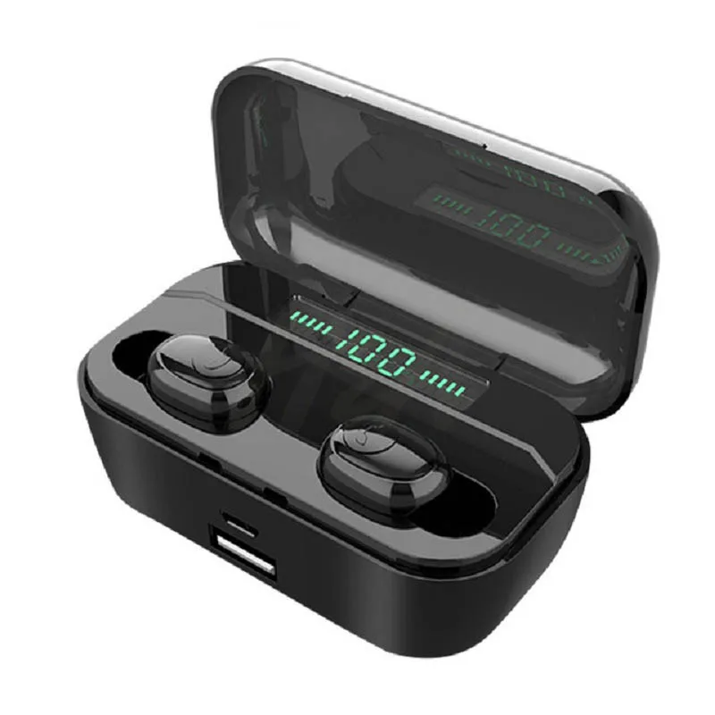 TWS Bluetooth V5.0 беспроводные наушники 8D стерео мини наушники гарнитура с микрофоном дисплей 3500 мАч зарядная коробка Громкая связь наушники G6S - Цвет: Black