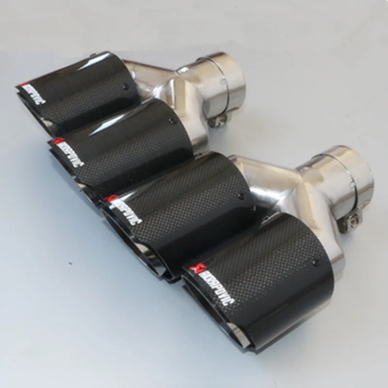 2 шт. двойной нержавеющий Akrapovic автомобильный наконечник глушителя на входе 76 мм на выходе 101 мм Автомобильный Стайлинг глушитель наконечник