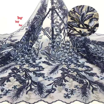 

African Sequins Lace Fabric 2019 Sequins Embroidered Nigerian Laces Fabrics High Quality French Tulle Lace Fabric Women Dress