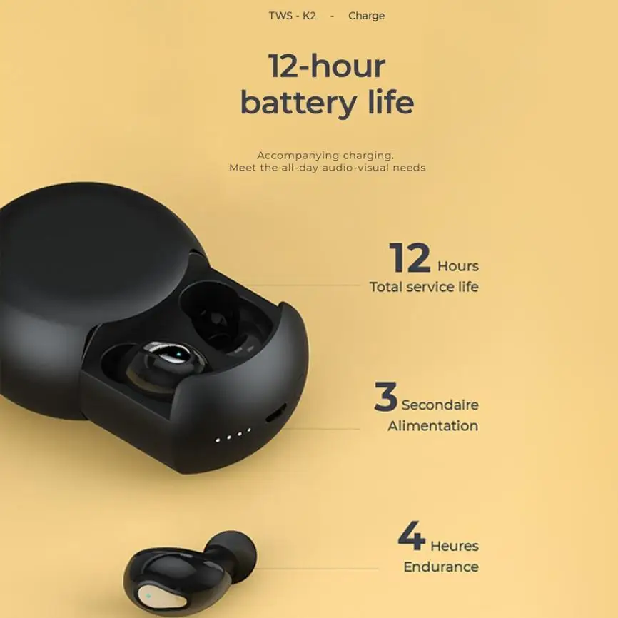 Touch Control Bluetooth Headphones Wireless Sports Earphone Hifi Stereo Mini Earbuds Waterproof Gaming Headset with Microphone