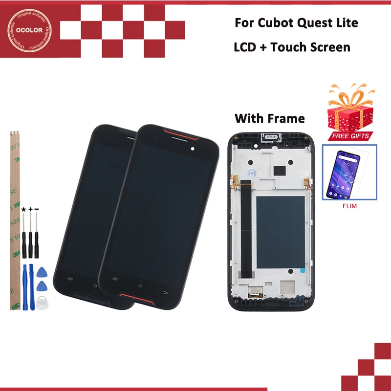 

ocolor For Cubot Quest Lite LCD Display and Touch Screen Digitizer For Cubot Quest Lite Screen +Tools With Frame +Film