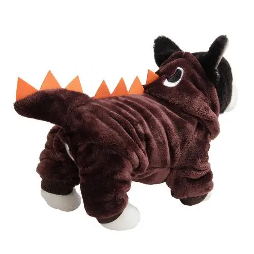 Вечерние костюмы для Хэллоуина, одежда для собак в форме динозавра, Комбинезоны для домашних животных, куртка для щенка, одежда для косплея DIY - Цвет: Coffee