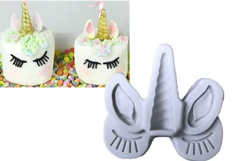

New Style Unicorn Beast Eyebrows Ear Unicorn Fondant Cake Silicone Mould Cake Decorations DIY Baking Tool