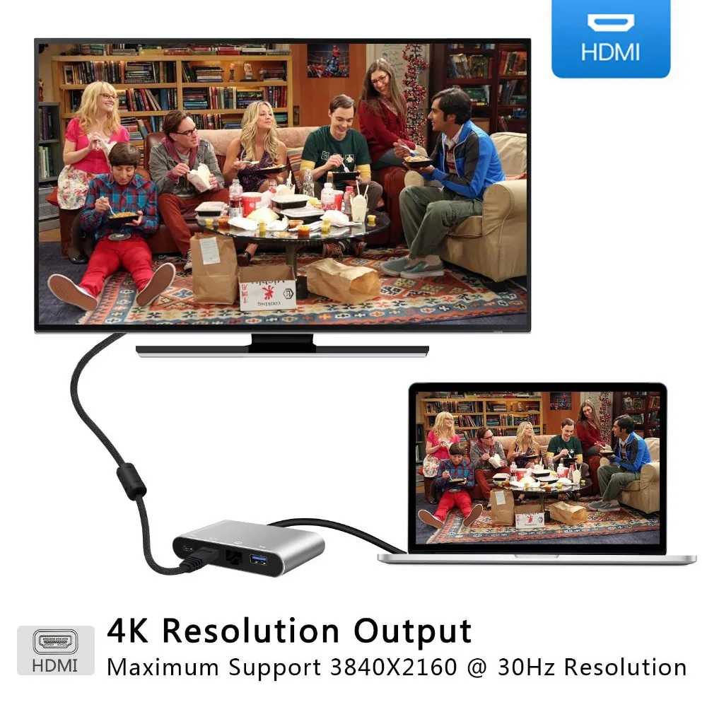 Usb type-C Thunderbolt 3 к HDMI 4 к Ethernet адаптер Gigabit USB-C USB 3,0 хаб-конвертер type-C PD OTG концентратор адаптер для Macbook