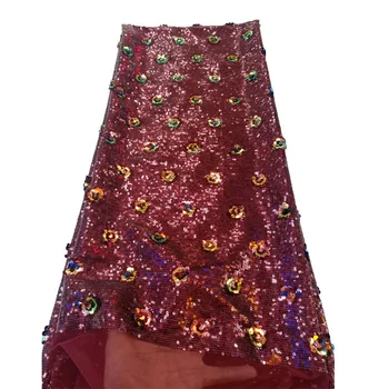 

XIUYSAI 2020 High Quality African Cord Embroidered Lace Fabric Nigerian Lace French Mesh Lace Fabric With Sequines For Dress