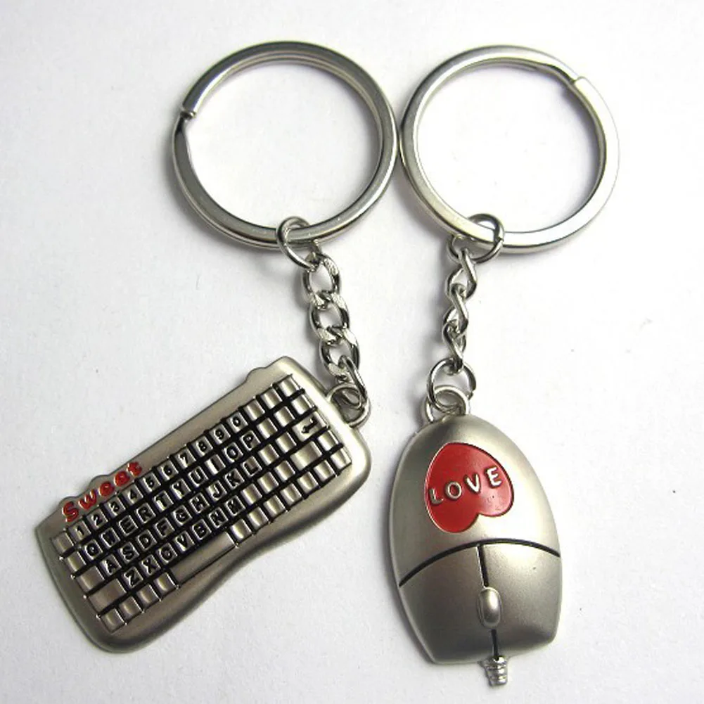 

1 Pair Lovers Buckle Keychain Gifts Couples Key Chain Ring Keyboard/Mouse Lover's Gift