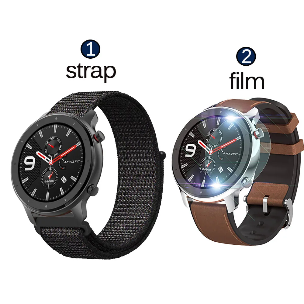 Black Браслет Amazfit сменный ремешок для часов Huami Amazfit GTR Stratos Loop нейлоновый холст черный/серебристый/розовый/синий/зеленый ремешок - Цвет: Black