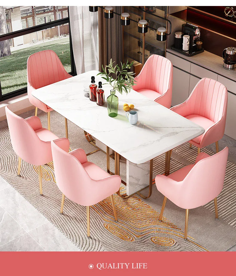 PU Leather Dinning Chair Nordic Style Furniture Black Golden Foot Makeup Armchairs For Bedroom Decoration Chairs Kitchen Chair