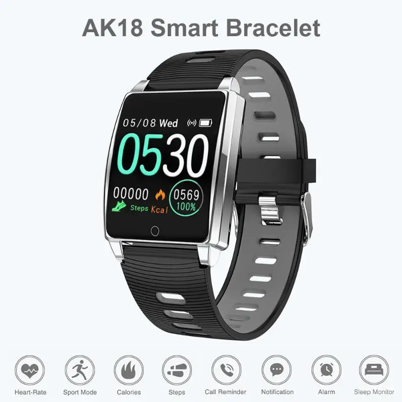 Смарт-браслет AK18, кровяное давление IP67, Водонепроницаемый Фитнес-браслет
