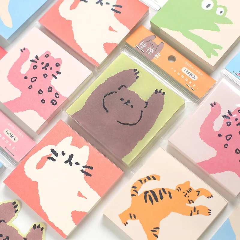 

"Happy Zoo" Pack of 6 Cute Sticky Notes Pack Paper Stickers Adhesive Pads Pocket Memo Notepad Gift